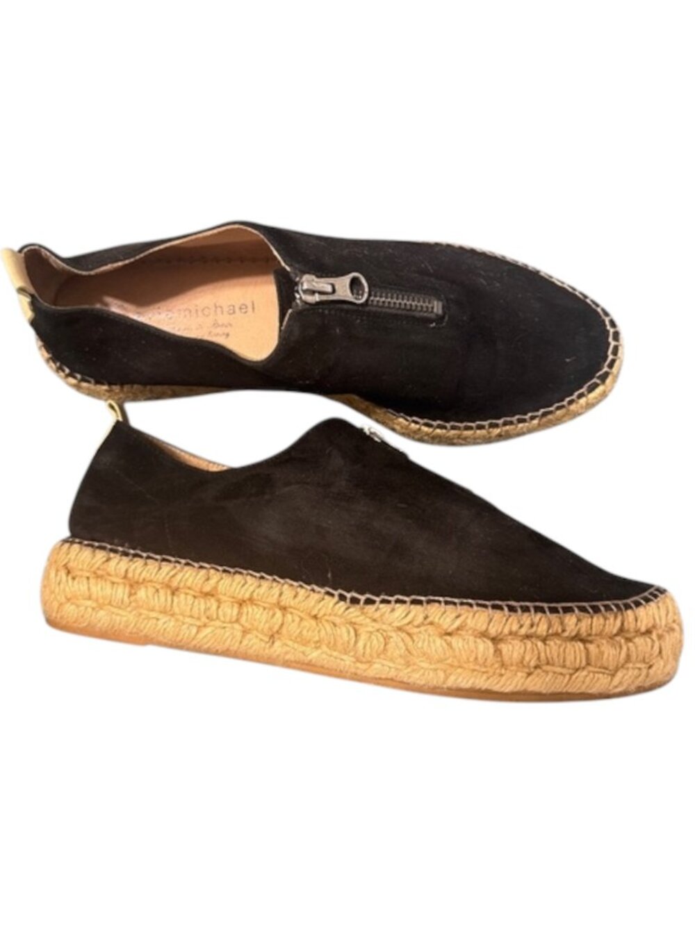 Eric Michael Serena Espadrille Slip-Ons Womens Size 10 Black Suede Mini Platform